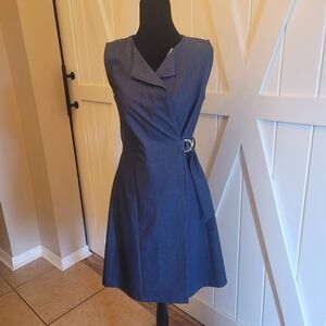 Calvin Klein Navy Wrap Midi Dress